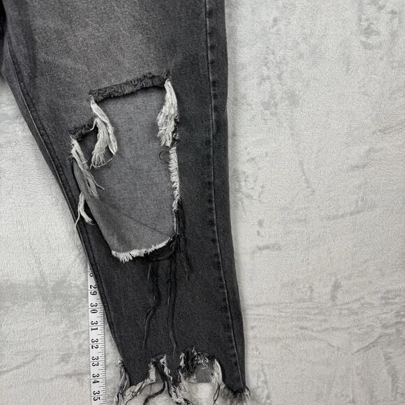 S.Deer Black Distressed Ripped Crop Jeans Women W30(M) Raw Hem Grunge Y2K Ankle - Picture 6 of 13